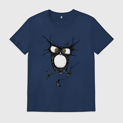 Футболка хлопковая мужская Сова и безумие, цвет: тёмно-синий