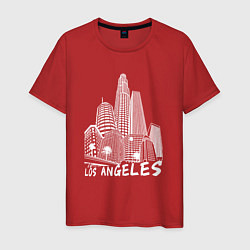 Футболка хлопковая мужская Город Лос Анджелес США, цвет: красный