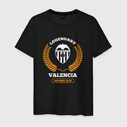 Футболка хлопковая мужская Лого Valencia и надпись legendary football club, цвет: черный