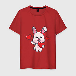 Футболка хлопковая мужская Lover Bunny, цвет: красный