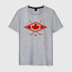 Футболка хлопковая мужская Флаг Канады хоккей, цвет: меланж