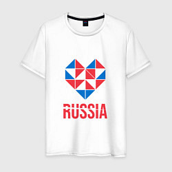 Футболка хлопковая мужская Россия в моём сердце, цвет: белый