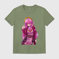 Мужская футболка Яэ Мико на стиле - Геншин Импакт