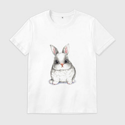 Футболка хлопковая мужская Милый белый кролик, цвет: белый