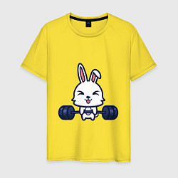 Футболка хлопковая мужская Кролик атлет, цвет: желтый