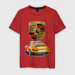 Футболка хлопковая мужская Porsche - Motorsport - racing team, цвет: красный
