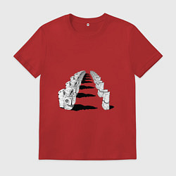 Футболка хлопковая мужская Человек бензопила - Космонавты, цвет: красный