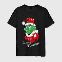 Футболка хлопковая мужская Merry Christmas, Santa Claus Grinch, цвет: черный