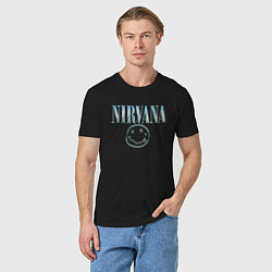 Футболка хлопковая мужская Nirvana - смайлик, цвет: черный — фото 2