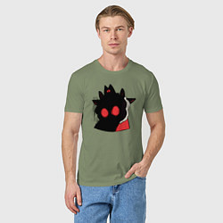 Футболка хлопковая мужская Cult of the Lamb - Овечка в испуге, цвет: авокадо — фото 2