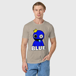 Футболка хлопковая мужская Радужные друзья улыбчивый Синий, цвет: миндальный — фото 2