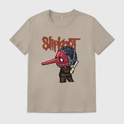 Футболка хлопковая мужская Slipknot mask art, цвет: миндальный