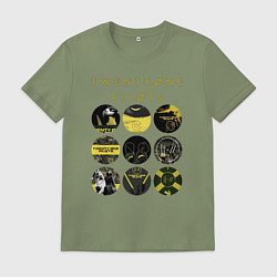 Футболка хлопковая мужская Twenty One Pilots коллаж, цвет: авокадо
