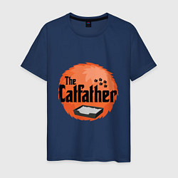 Футболка хлопковая мужская Cat father, цвет: тёмно-синий