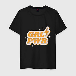 Футболка хлопковая мужская Grl pwr, цвет: черный