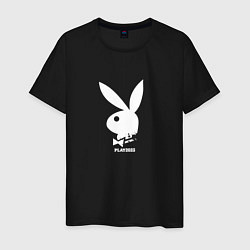 Футболка хлопковая мужская Черный кролик с надписью play2023, цвет: черный