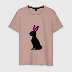 Футболка хлопковая мужская Черный кролик, цвет: пыльно-розовый