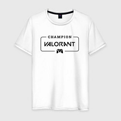 Футболка хлопковая мужская Valorant gaming champion: рамка с лого и джойстико, цвет: белый