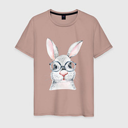 Футболка хлопковая мужская Серый кролик, цвет: пыльно-розовый