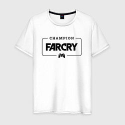 Футболка хлопковая мужская Far Cry gaming champion: рамка с лого и джойстиком, цвет: белый