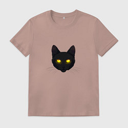 Мужская футболка Черный кот с сияющим взглядом