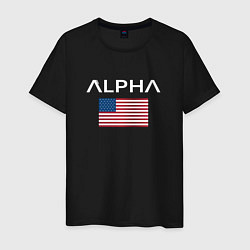 Футболка хлопковая мужская Alpha USA, цвет: черный