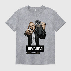 Футболка хлопковая мужская Eminem boombox, цвет: меланж