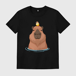 Мужская футболка Капибара и птичка