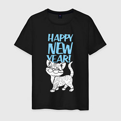 Мужская футболка Happy new year - kitten