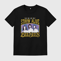 Футболка хлопковая мужская Bee Gees группа, цвет: черный