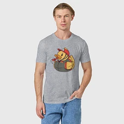 Футболка хлопковая мужская Резиновая утка пожарный, цвет: меланж — фото 2