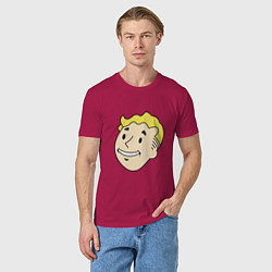 Футболка хлопковая мужская Vault boy head, цвет: маджента — фото 2