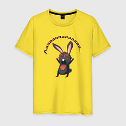 Футболка хлопковая мужская Черный кролик вопит, цвет: желтый
