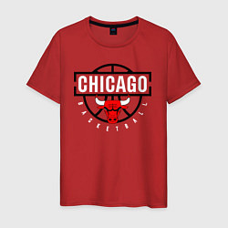 Футболка хлопковая мужская Чикаго баскетбол, цвет: красный