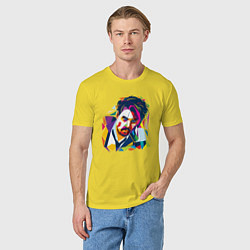 Футболка хлопковая мужская Портрет Джонни Деппа полигональный, цвет: желтый — фото 2