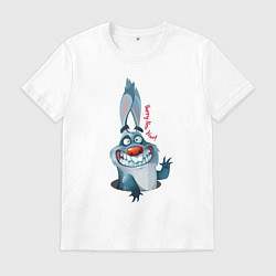 Футболка хлопковая мужская Прикольный зубастый кролик, цвет: белый