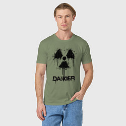 Футболка хлопковая мужская Danger radiation symbol, цвет: авокадо — фото 2