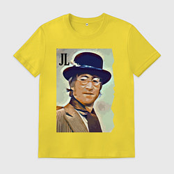 Футболка хлопковая мужская John Lennon - legendary musician, цвет: желтый