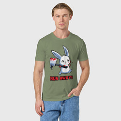 Футболка хлопковая мужская Убегай, цвет: авокадо — фото 2