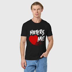 Футболка хлопковая мужская Haters love me, цвет: черный — фото 2