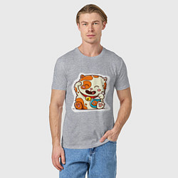 Футболка хлопковая мужская Kitten and fish, цвет: меланж — фото 2