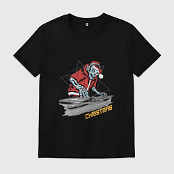 Футболка хлопковая мужская Christmas DJ, цвет: черный