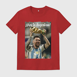 Футболка хлопковая мужская Lionel Messi - world champion - Argentina, цвет: красный
