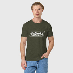 Футболка хлопковая мужская Fallout 4 - computer game - action, цвет: меланж-хаки — фото 2