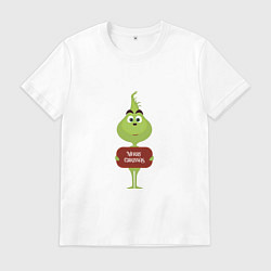 Футболка хлопковая мужская Малыш гринч, цвет: белый