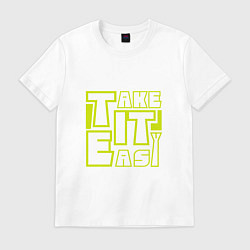 Футболка хлопковая мужская Take it easy, цвет: белый