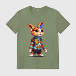Футболка хлопковая мужская Рыжий кролик при параде, цвет: авокадо