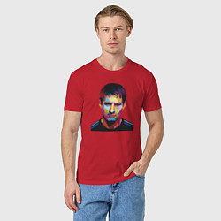 Футболка хлопковая мужская Face Messi, цвет: красный — фото 2
