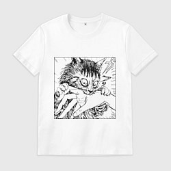 Мужская футболка Crazy cat - кот кусает руку