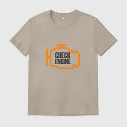 Футболка хлопковая мужская Check engine, цвет: миндальный